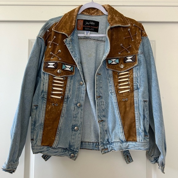 Western Passion Jackets & Blazers - Vintage Authentic Johnny Hallyday Western Passion Denim and Suede Jacket Size M